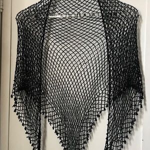 Vintage Black Beaded Shawl